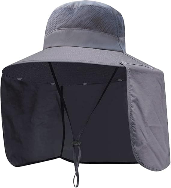 Foldable Sun Hat with Neck Protection UV Protection Fishing and Hiking Cap, Dark Gray - Image 1
