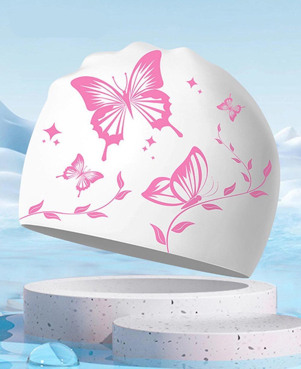 Waterproof Silicone Swimming Cap for Adults, Non-Slip Elastic Comfortable Swim Cap for Swimming and Water Activities, White - Image 4
