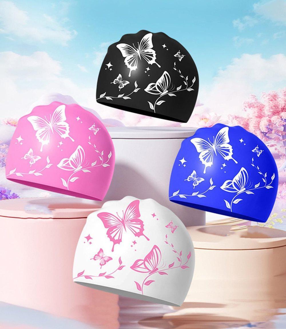 Waterproof Silicone Swimming Cap for Adults, Non-Slip Elastic Comfortable Swim Cap for Swimming and Water Activities, White - Image 7