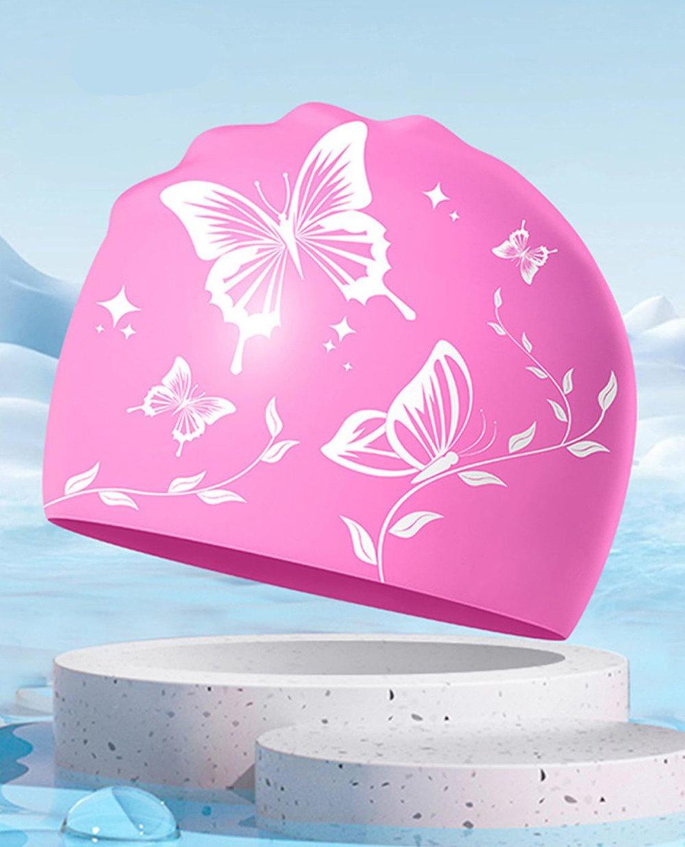 Waterproof Silicone Swimming Cap Non-Slip Elastic Comfortable for Adults, Pink, Compatible with Oral-B - Image 3