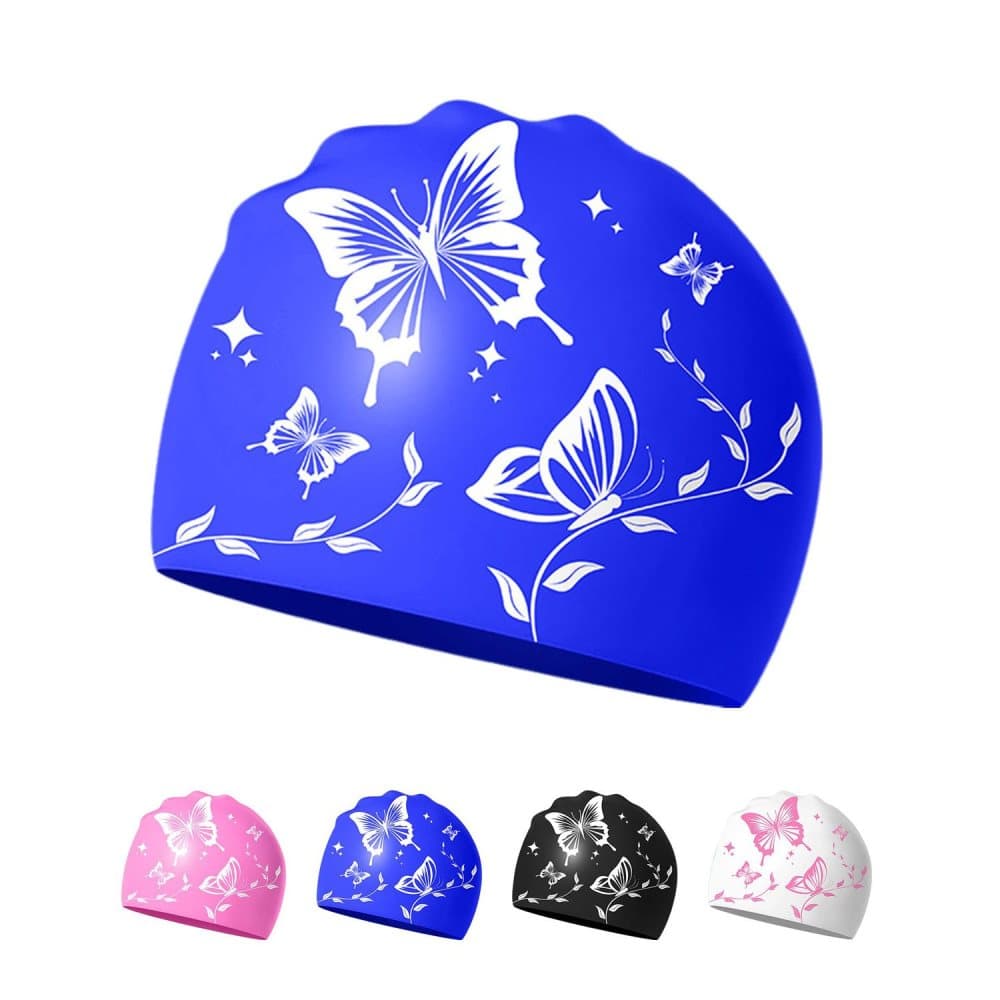 Waterproof silicone swimming cap for adults, non-slip elastic and comfortable, for swimming and water activities, Blue - Image 1