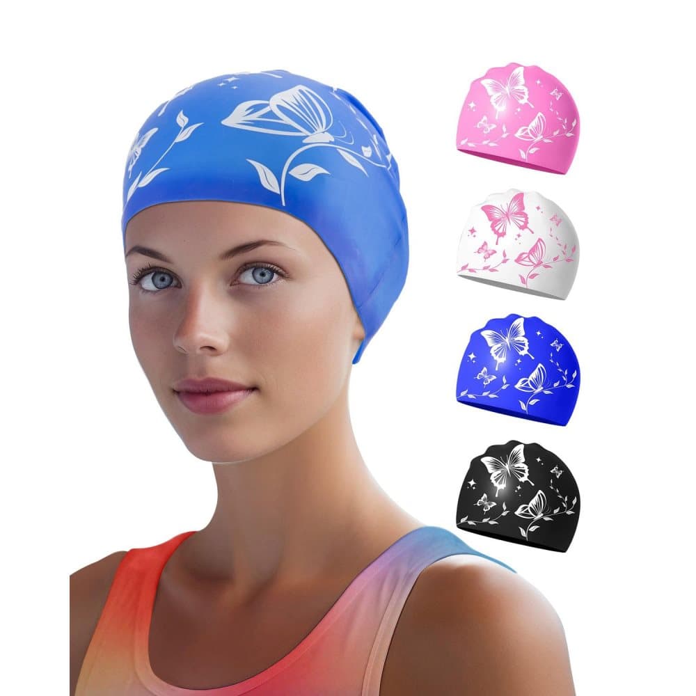 Waterproof silicone swimming cap for adults, non-slip elastic and comfortable, for swimming and water activities, Blue - Image 2