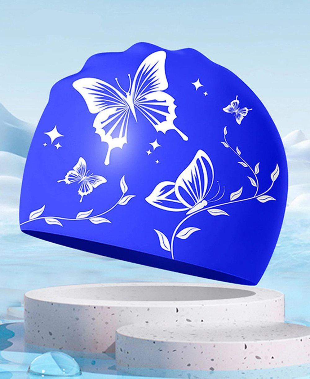 Waterproof silicone swimming cap for adults, non-slip elastic and comfortable, for swimming and water activities, Blue - Image 3