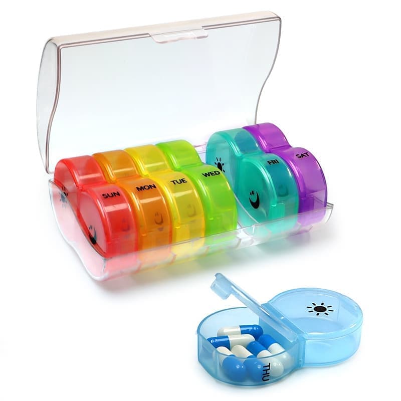 7-Day Round Dosett Medicine Storage, 1 Count, Transparent - Image 1