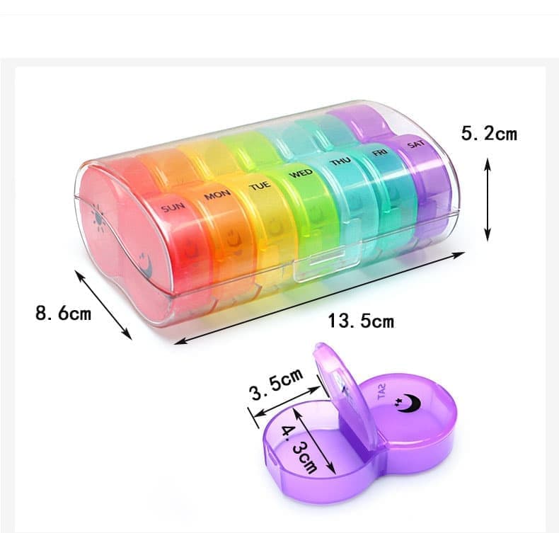 7-Day Round Dosett Medicine Storage, 1 Count, Transparent - Image 2