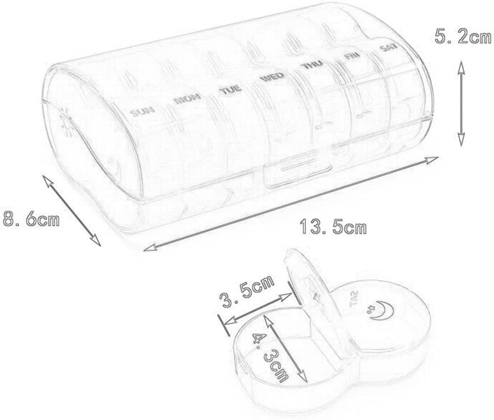 7-Day Round Medicine Dosett Storage with 7 Compartments, compatible with Oral-B, Black - Image 2