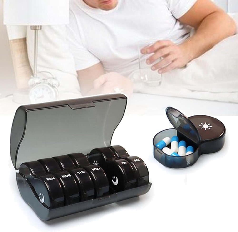 7-Day Round Medicine Dosett Storage with 7 Compartments, compatible with Oral-B, Black - Image 3
