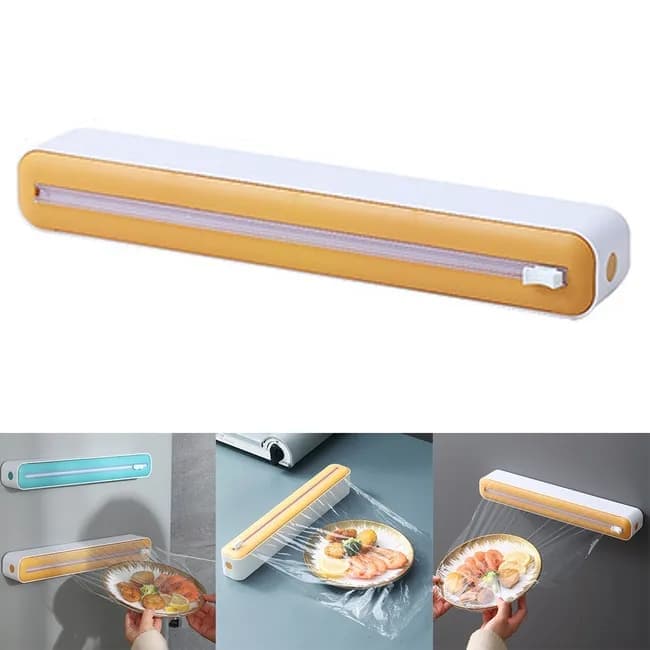 36 Pcs Aluminum Foil Cutter Holder, Yellow Plastic and Aluminum Foil Dispenser, 36x7x5cm - Image 1