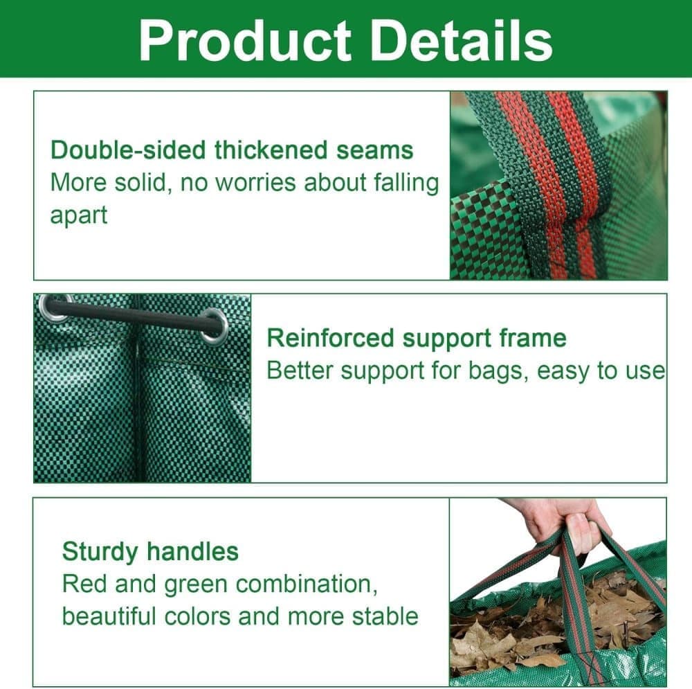 5000L Large Capacity Garden Bags with Handles, Self-Standing and Robust for Leaves Lawn Hedges and Garden Waste, 80 x 100cm - Image 2