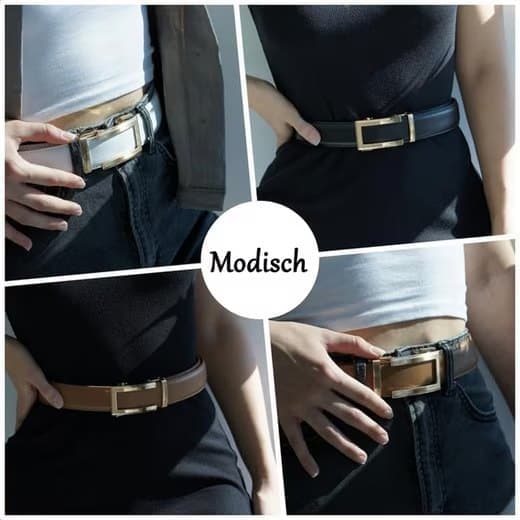Black Unisex Leather Belt with Adjustable Buckle, 115/125 cm - Image 3