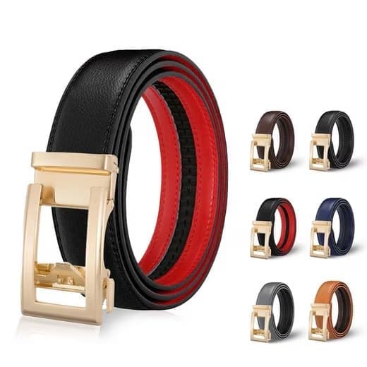 Unisex Leather Belt with Adjustable Buckle, 115/125 cm, Multicolored - Image 1