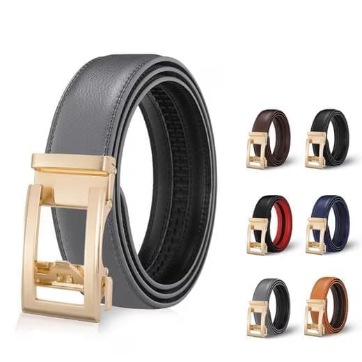 Unisex Leather Belt with Adjustable Buckle, 115/125 cm, Gray - Image 1