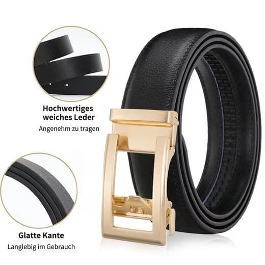 Leather Belt Unisex 3.5 cm with Adjustable Buckle, 115/125 cm, Yellow - Image 2