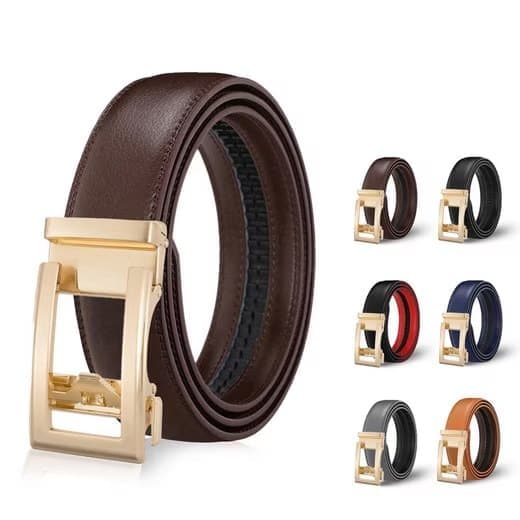 Unisex Leather Belt with Adjustable Buckle, 115/125 cm, Brown - Image 1