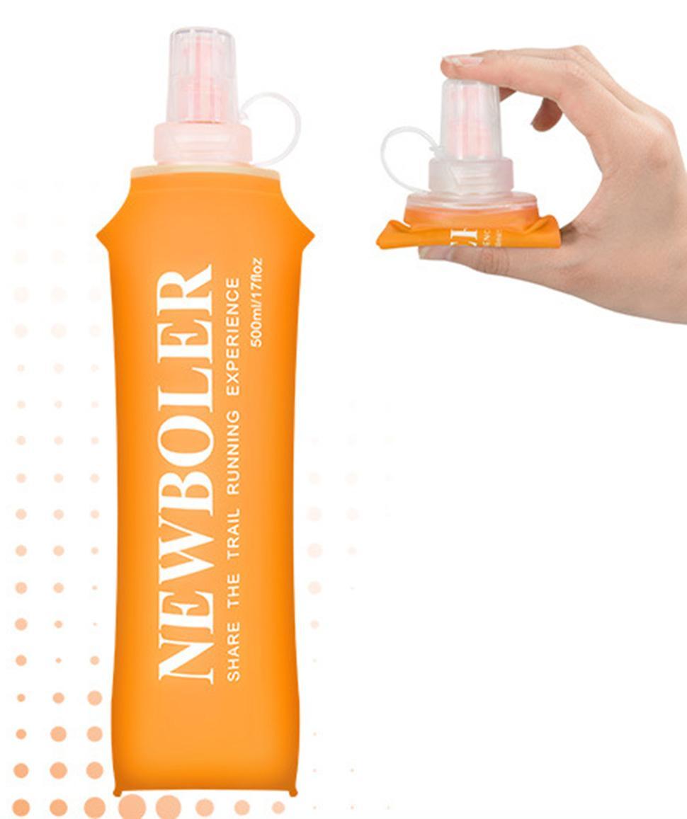 500ML Foldable Water Bottle BPA-Free Soft Bottle for Marathons Camping Hiking, 500ml, Orange - Image 1