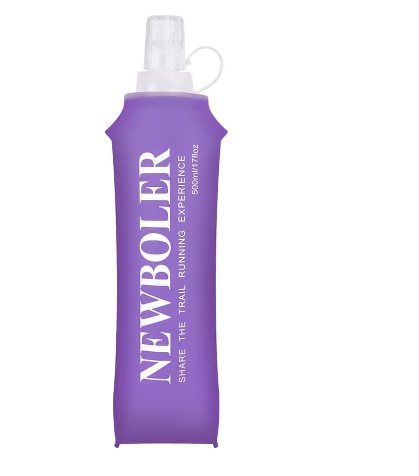 500ml Foldable Water Bottle BPA-Free Soft Bottle for Marathons Camping Hiking, 500ml, Purple - Image 1