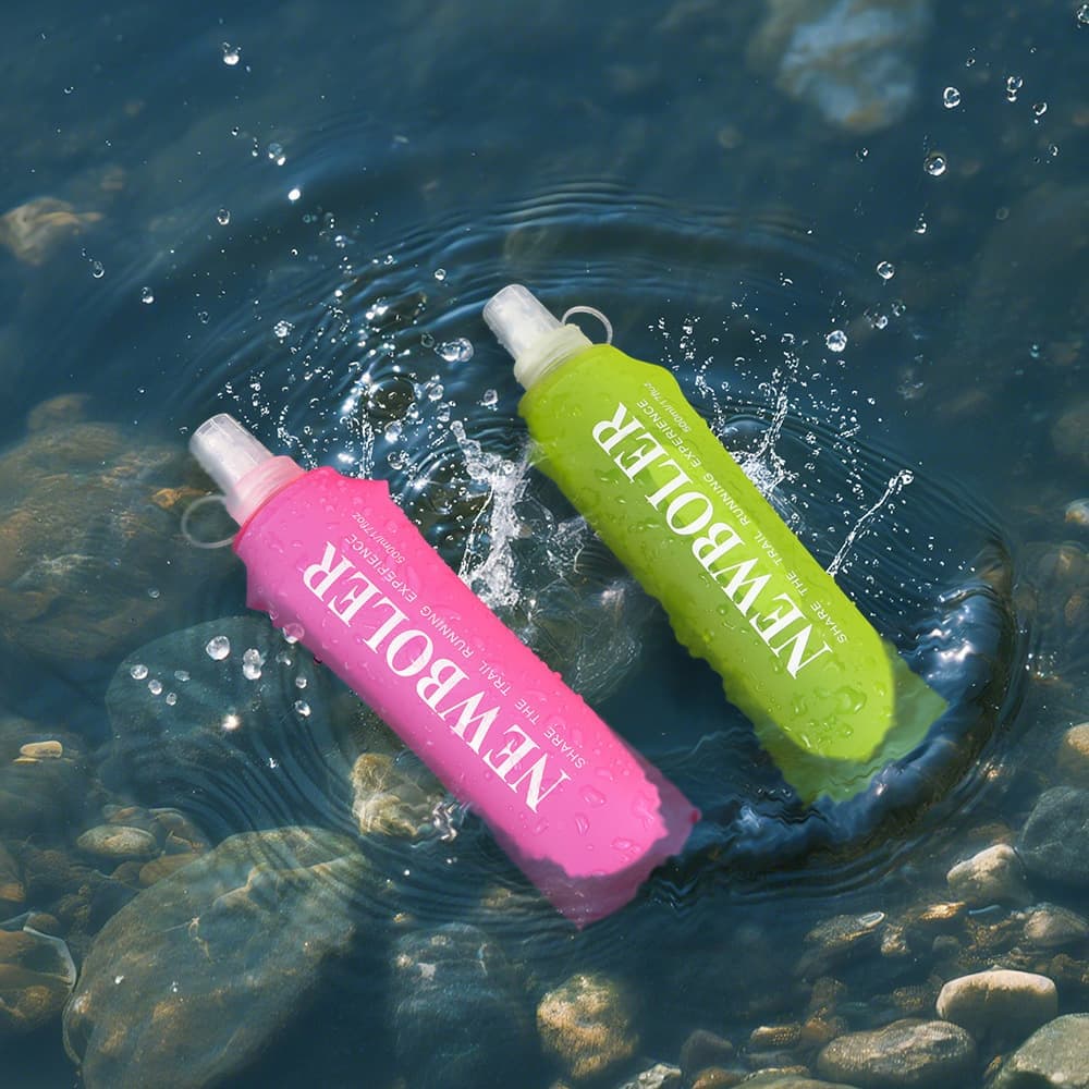500ml Foldable Water Bottle BPA-Free Soft Bottle for Marathons Camping Hiking, Green - Image 5