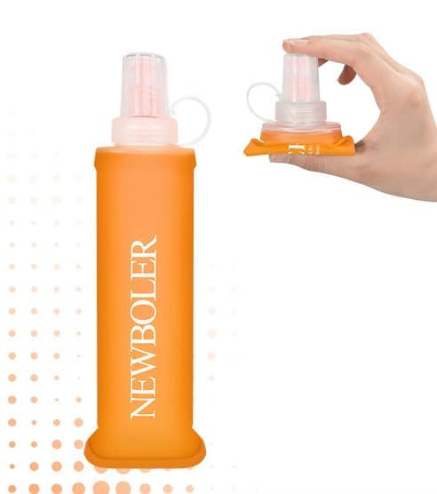250ML Foldable Water Bottle BPA-Free Soft Bottle for Marathons Camping Hiking, 250ml, Orange - Image 1