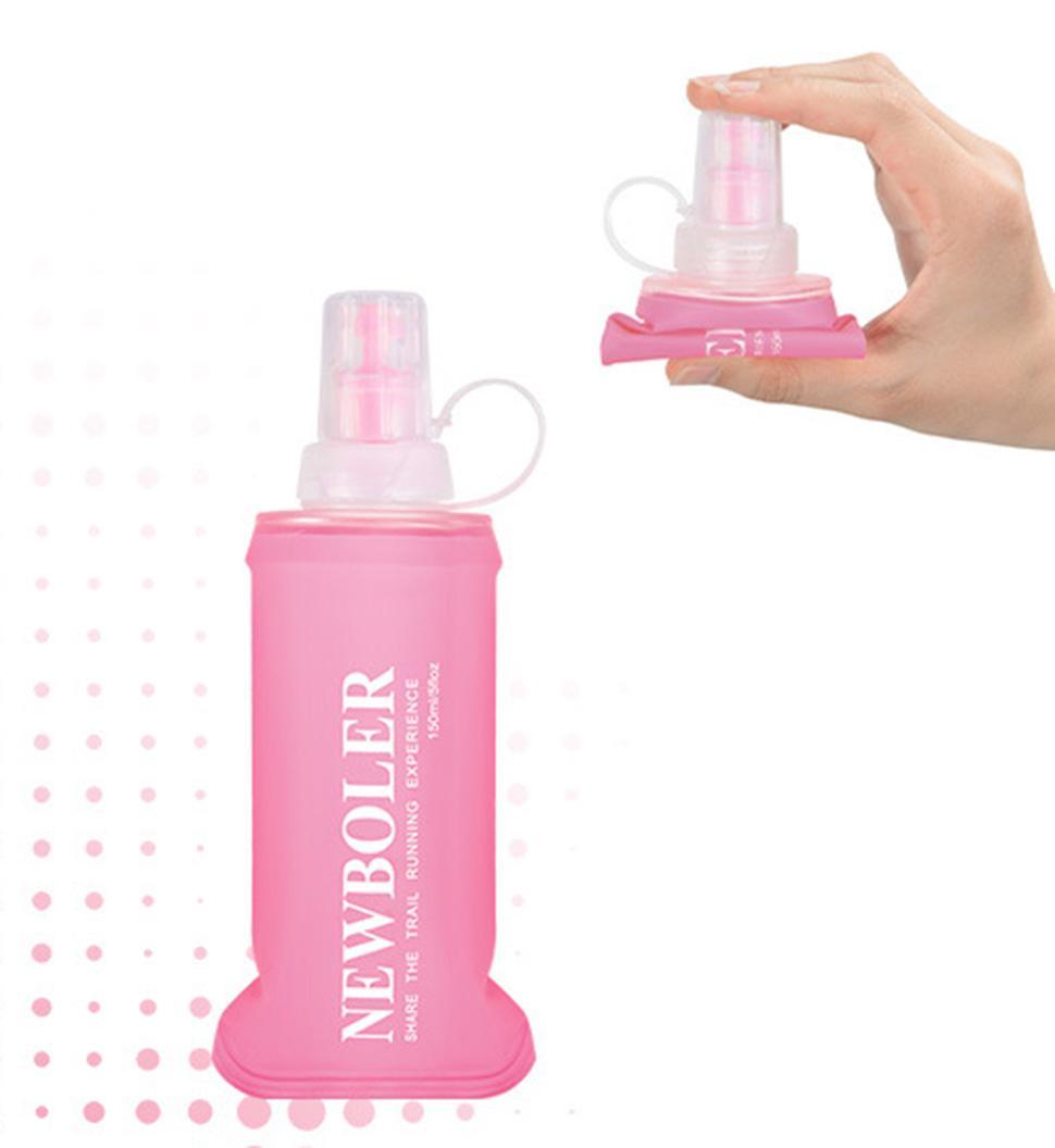 150ml Foldable Water Bottle BPA-Free Soft for Marathons Camping Hiking, 150ML, Pink - Image 1