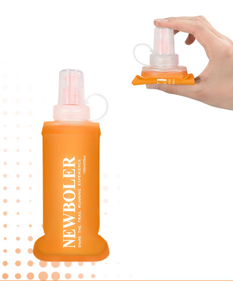 150ml Foldable Water Bottle, BPA-Free Soft Bottle for Marathons Camping Hiking, Orange - Image 1