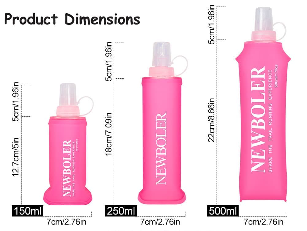 150ml Foldable Water Bottle, BPA-Free Soft Bottle for Marathons Camping Hiking, Orange - Image 4
