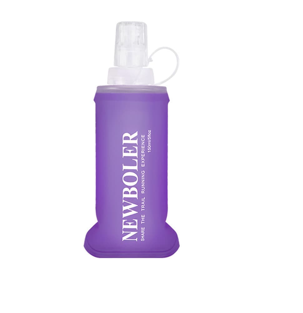 Foldable Water Bottle 150ml Purple, BPA-Free Soft Bottle for Marathons Camping Hiking - Image 1