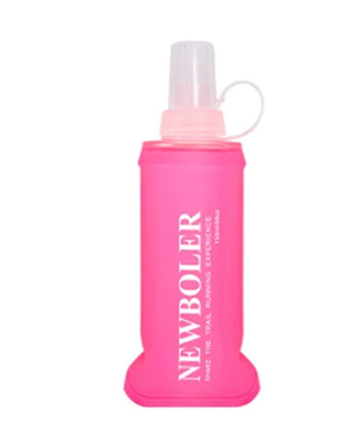 150ml Foldable Water Bottle BPA-Free Soft Bottle for Marathons Camping Hiking, 150ML, Dark Pink - Image 1