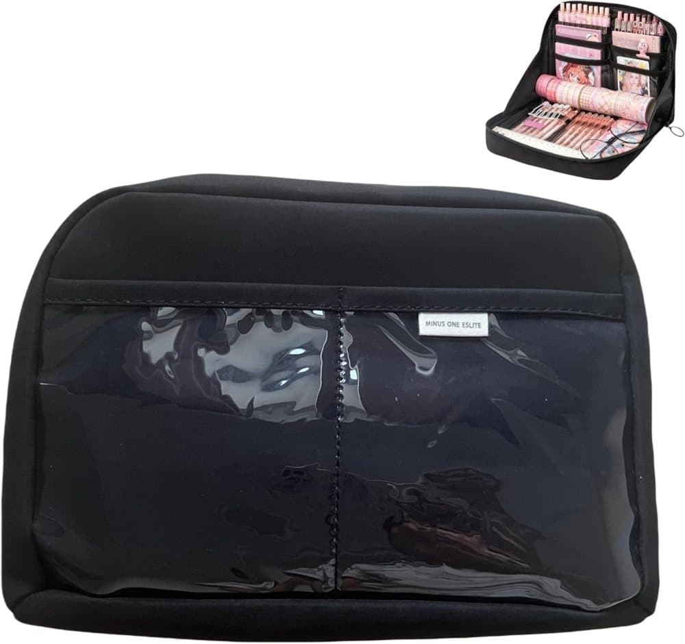 Black Large Capacity Pencil Case with Compartments and Zipper, Multifunctional Travel Pencil Box for School and Office - Image 1