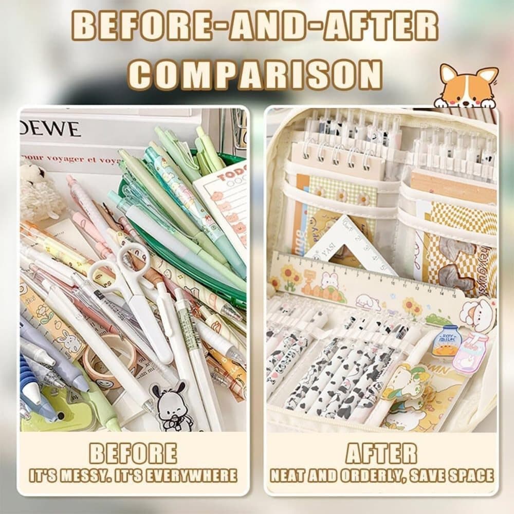 Black Large Capacity Pencil Case with Compartments and Zipper, Multifunctional Travel Pencil Box for School and Office - Image 5