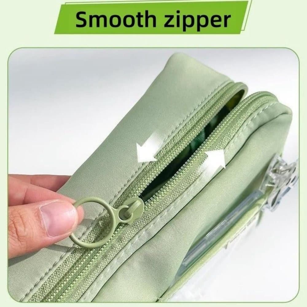 Green Large Capacity Pencil Case with Compartments and Zipper, Multifunctional Travel Pencil Box for School and Office - Image 6