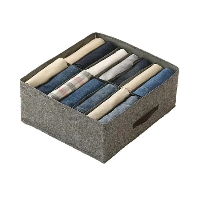 Collapsible Stackable Storage Box with Compartments and Reinforced Handles for Clothes Toys - Image 1