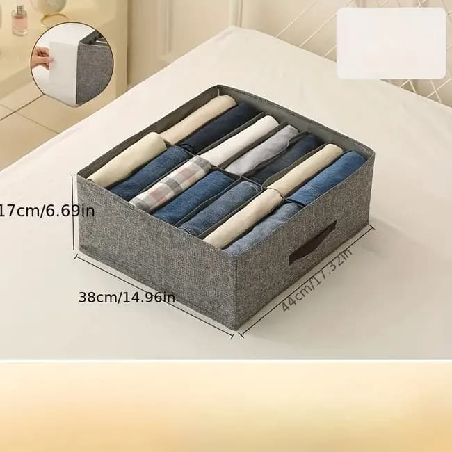 Collapsible Stackable Storage Box with Compartments and Reinforced Handles for Clothes Toys - Image 2