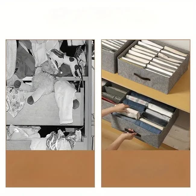 Collapsible Stackable Storage Box with Compartments and Reinforced Handles for Clothes Toys - Image 6