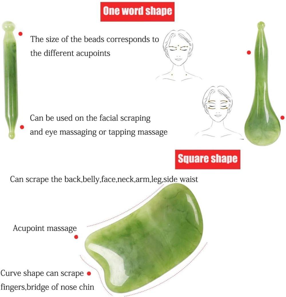 7-piece Gua Sha Set, Resin Facial and Body Massage Tool for Face Legs Back, Green - Image 3