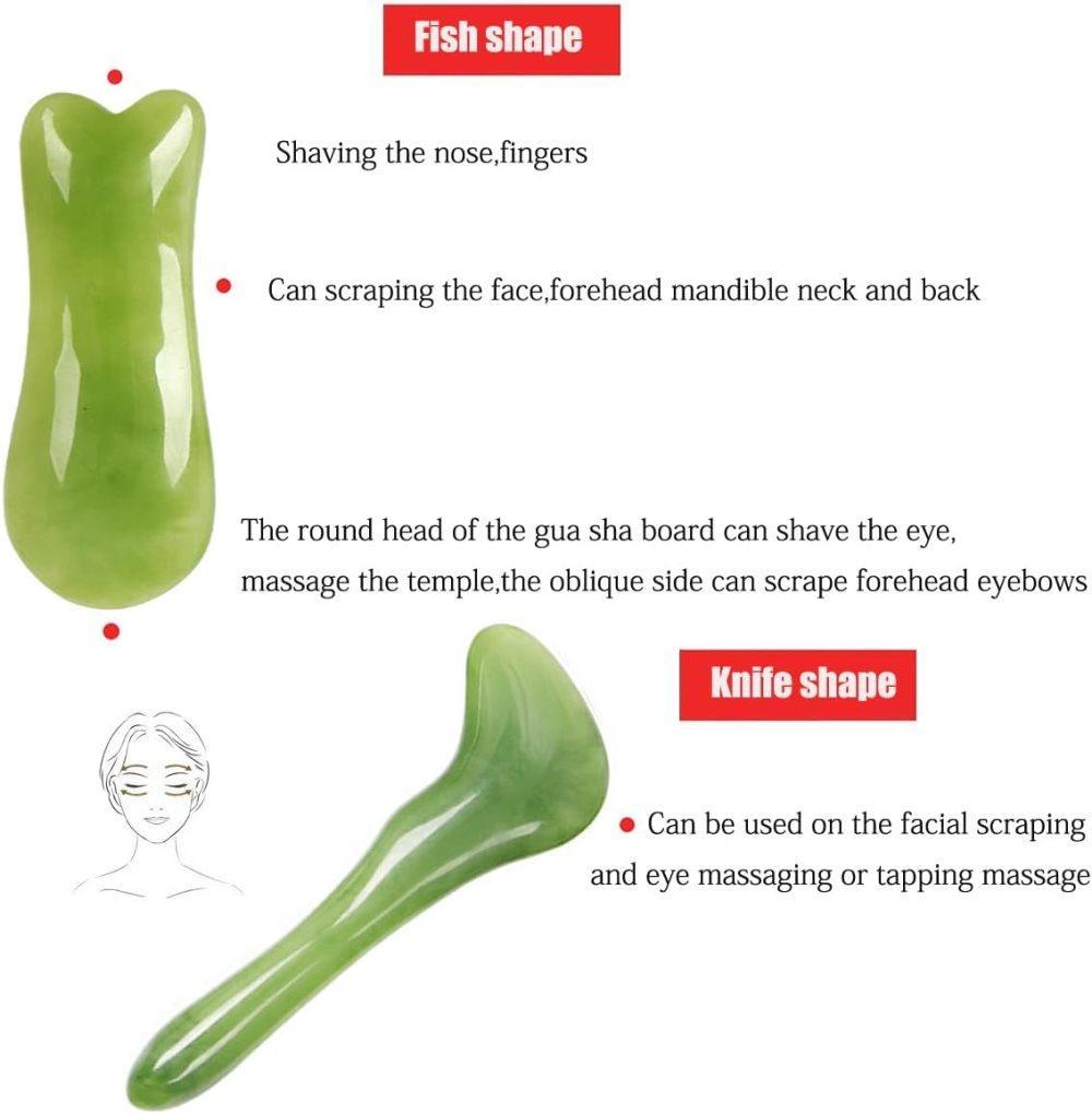 7-piece Gua Sha Set, Resin Facial and Body Massage Tool for Face Legs Back, Green - Image 4