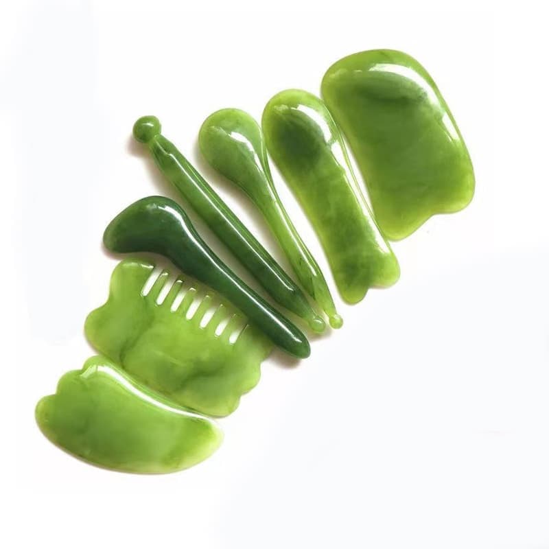 7-piece Gua Sha Set, Resin Facial and Body Massage Tool for Face Legs Back, Green - Image 7