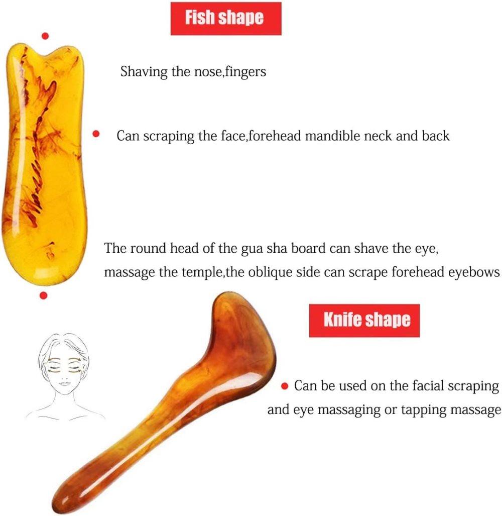 7-piece Gua Sha Set, Resin Facial and Body Massage Tool for Face Legs Back, Gold - Image 4