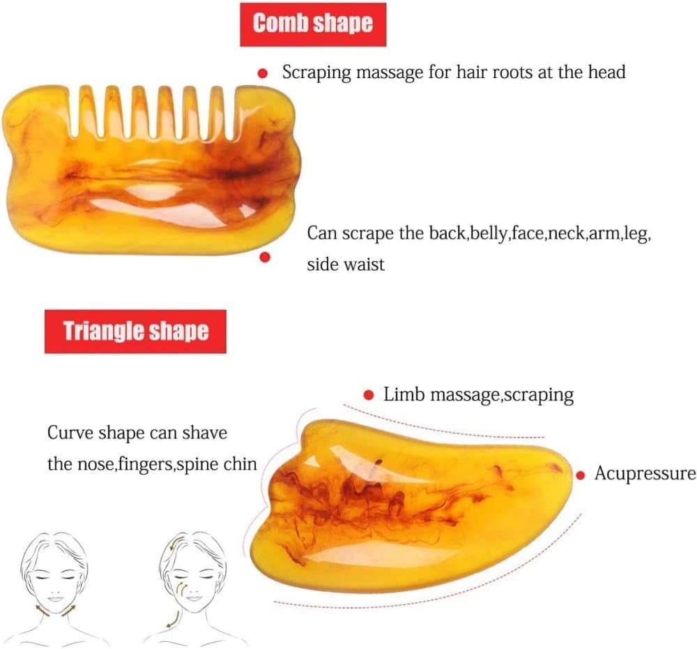 7-piece Gua Sha Set, Resin Facial and Body Massage Tool for Face Legs Back, Gold - Image 5