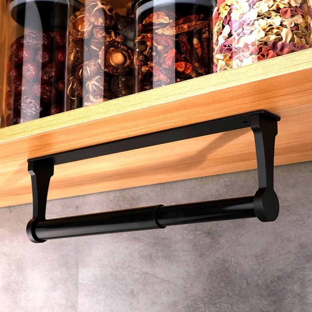 Aluminum Self-Adhesive Paper Towel Holder, No Drilling Required, Black, 32.5x9.8cm - Image 7