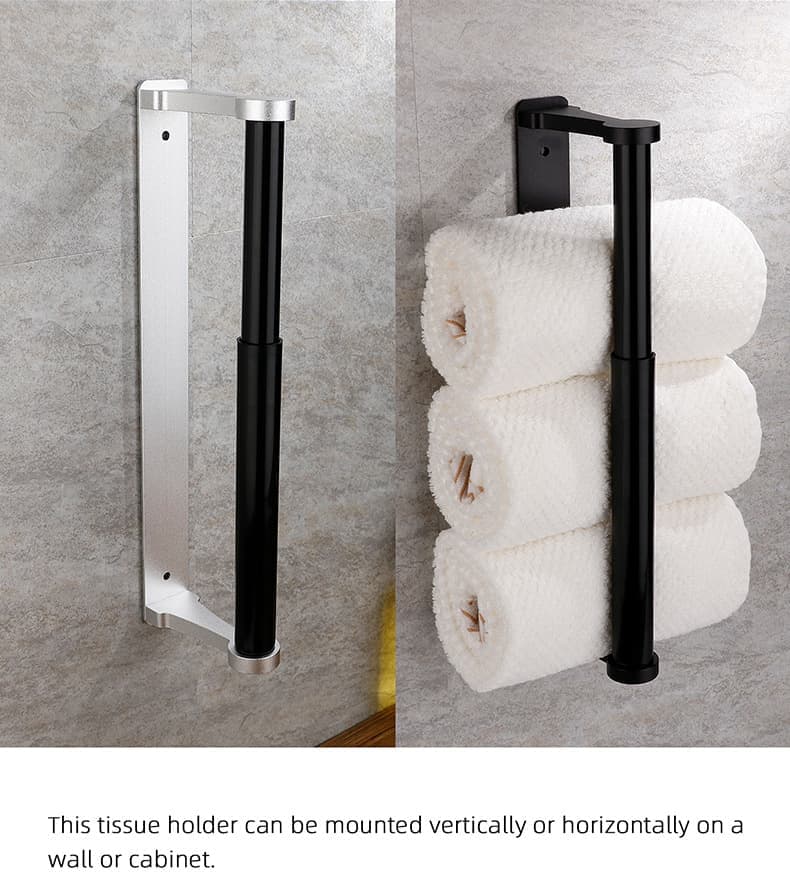 Aluminum Self-Adhesive Paper Towel Holder, No Drilling Required, Silver, 32.5x9.8cm - Image 7