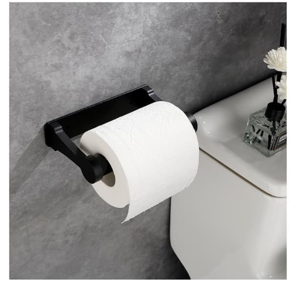 Self-Adhesive Paper Towel Holder for Kitchen and Bathroom, 16x9.8cm, Black - Image 1