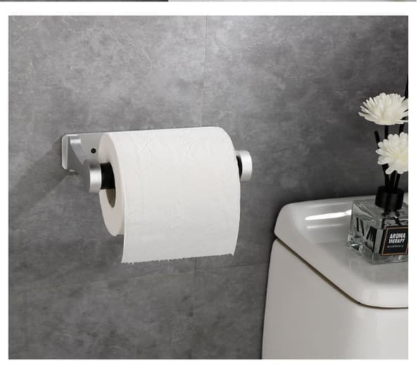 Self-Adhesive Paper Towel Holder, No Drilling Required, Aluminum, Silver, 16x9.8cm, for Kitchen and Bathroom - Image 1