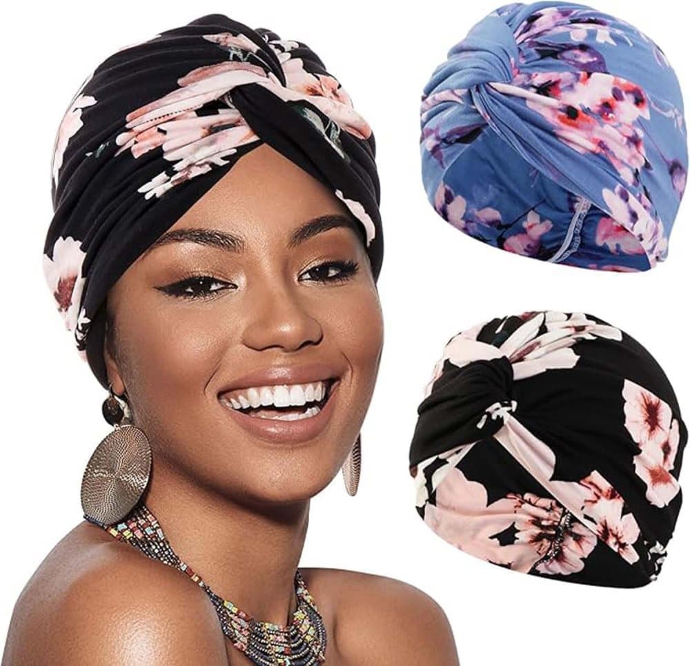 2-pack lightweight breathable elastic sleeping cap, soft and cozy night hood, one size - Image 1