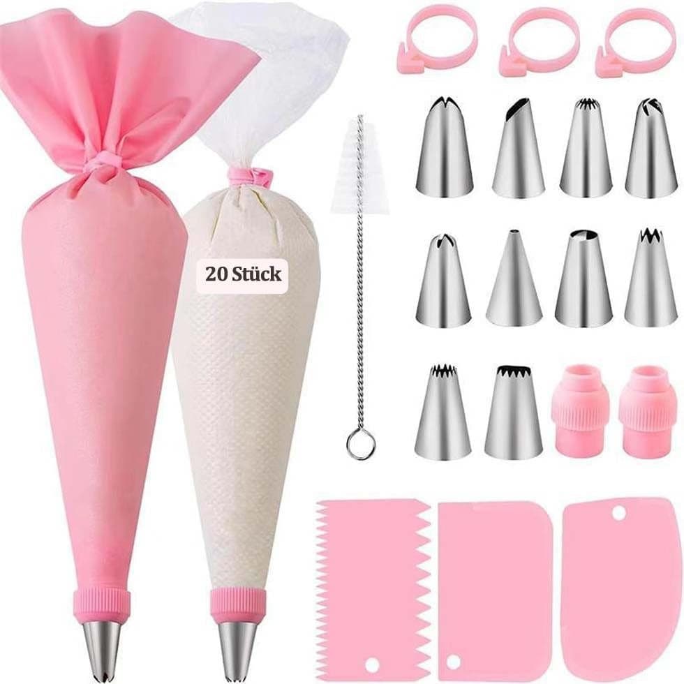 40 Pieces Cake Decorating Piping Set with Icing Nozzles, Compatible with Decorating Bag - Image 1