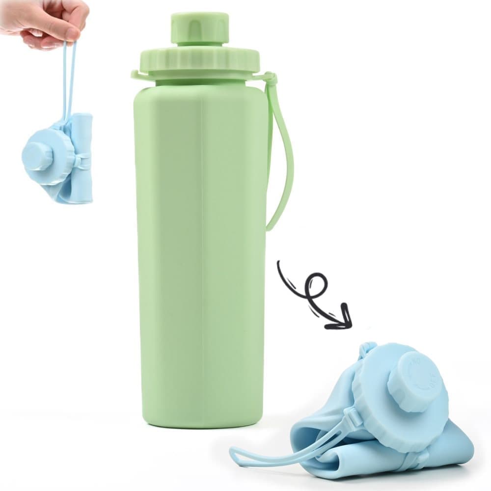 1 Foldable Water Bottle 600ml BPA-Free Lightweight for Travel Gym Camping, Green - Image 1