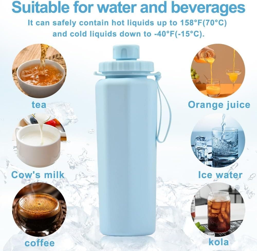 1 Foldable Water Bottle 600ml BPA-Free Lightweight for Travel Gym Camping, Green - Image 5