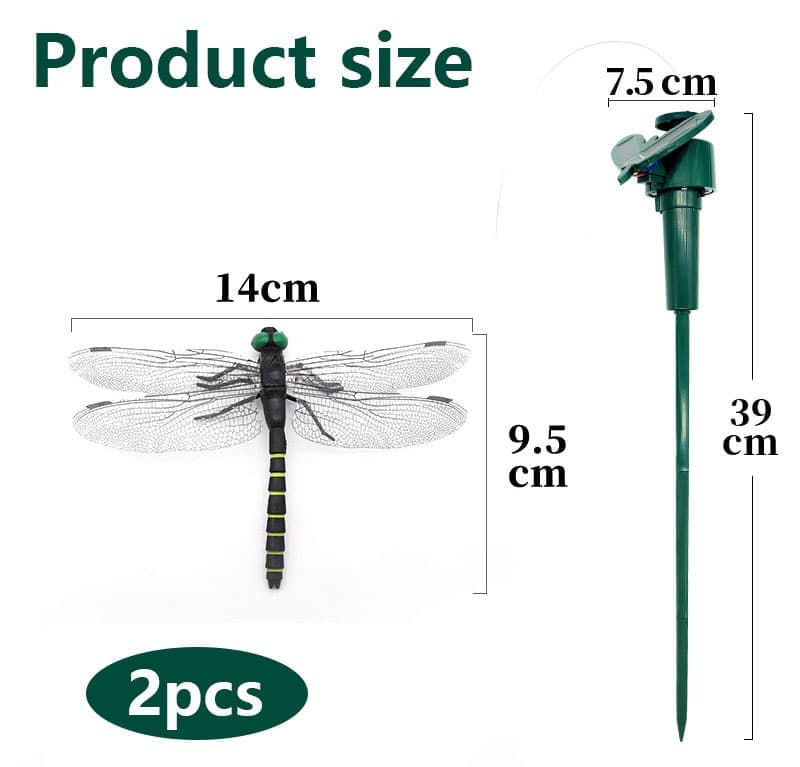 3 pcs Solar Powered Dragonfly Clips Insect Repellent Garden Decoration, Realistic PVC Weatherproof, Compatible with Outdoor Decor - Image 3