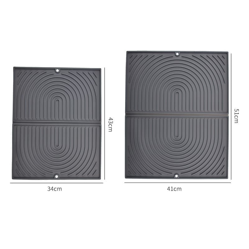 Non-Slip Silicone Kitchen Counter Mat, Foldable Water Drainage Wiping Mat, Grey, 43cm x 34cm - Image 2