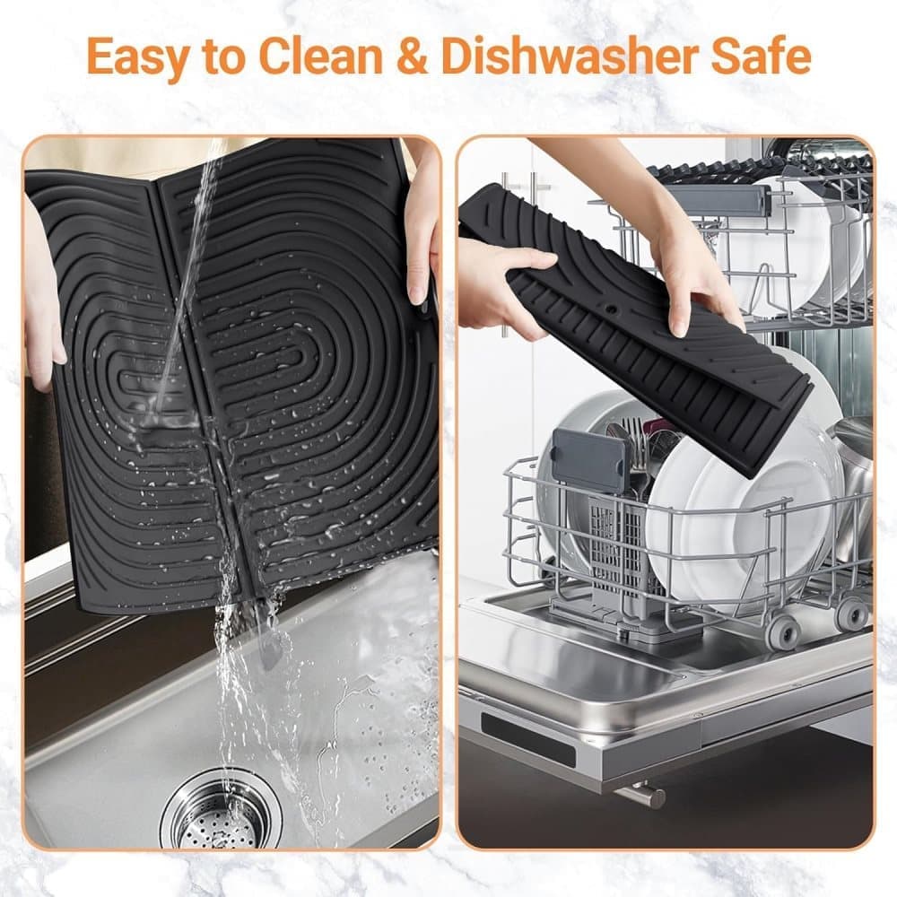 Non-Slip Foldable Silicone Kitchen Counter Mat with Water Drainage, 51cm x 41cm, Grey - Image 7