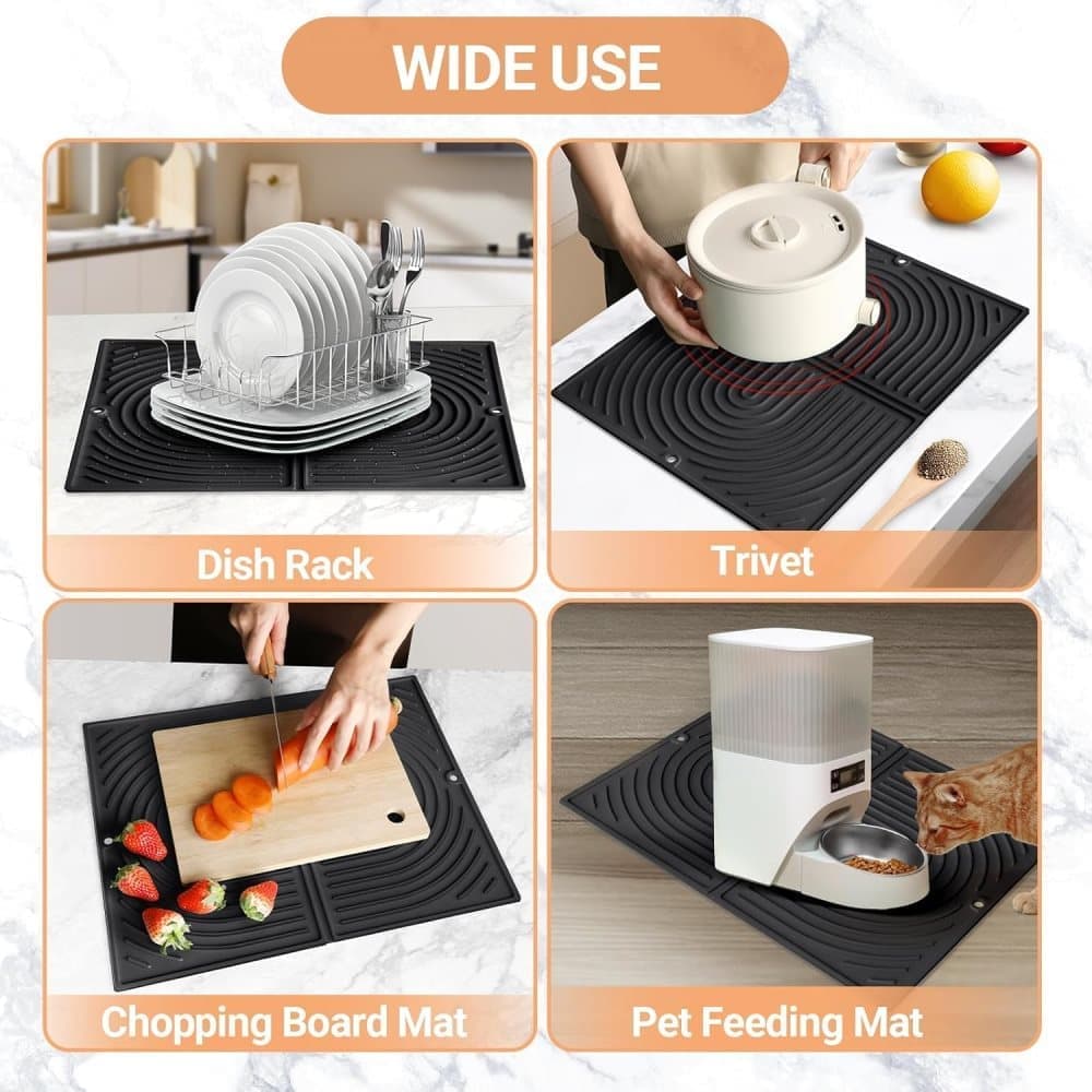 Non-Slip Foldable Silicone Kitchen Counter Mat with Water Drainage, 51cm x 41cm, Grey - Image 8